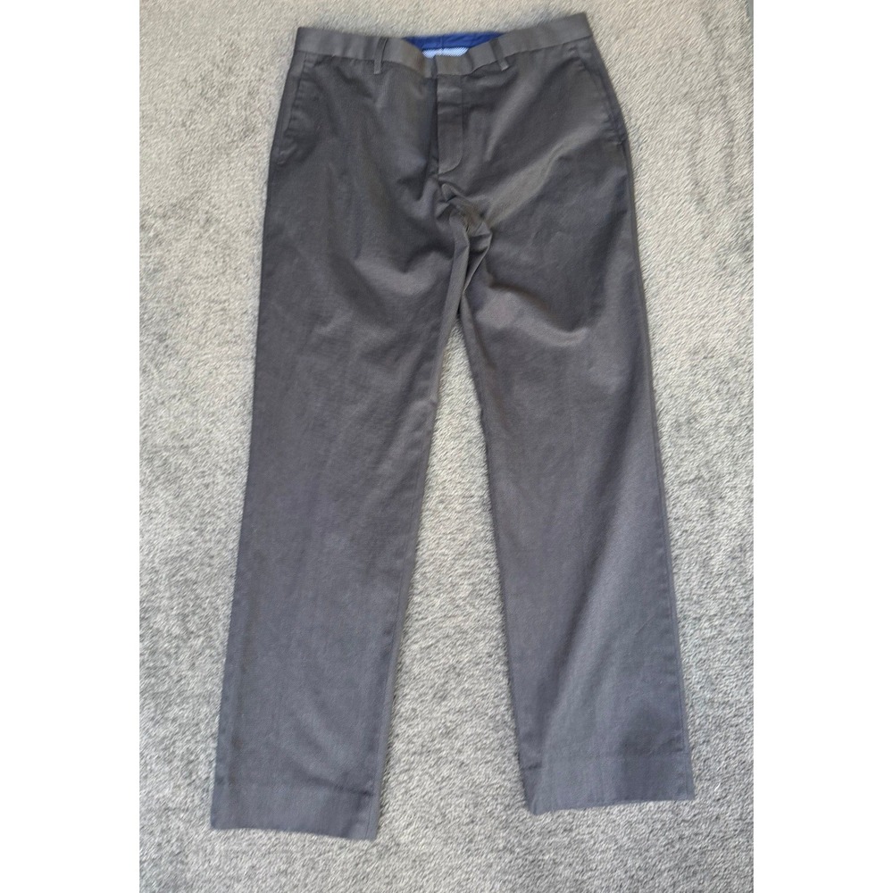 Banana Republic Mens 33x32 Non-Iron Slim Fit Chinos Dark Grey Cotton Trousers